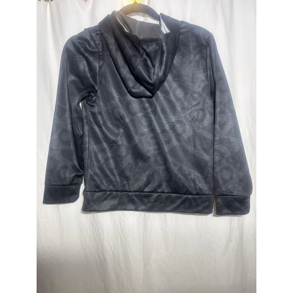 Adidas Boys Black Tech Fleece All Over Print Hoodie‎ Medium 10/12  NEW NWT D6